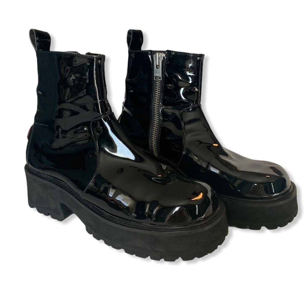 UNIF • Faux Patent Leather Platform Dada Boot